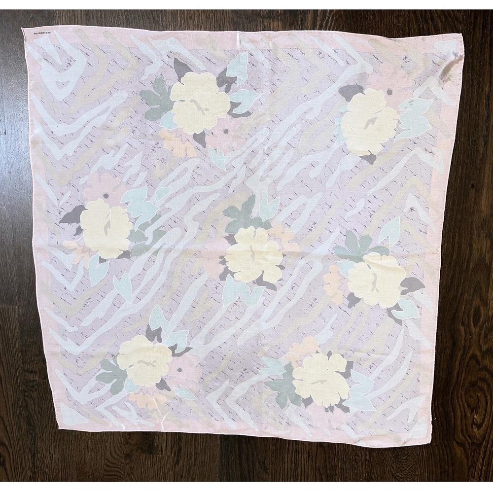 Vintage Retro Liz Claiborne Silk Scarf Pastel Romantic Dainty Coquette  31" x 31